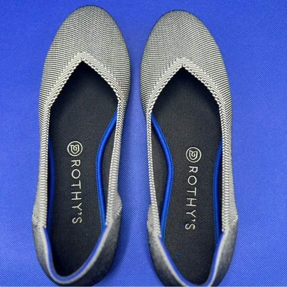 Rothy's Retired The Flat in Black/White Birdseye Print Size 9 - Picture 4 of 10